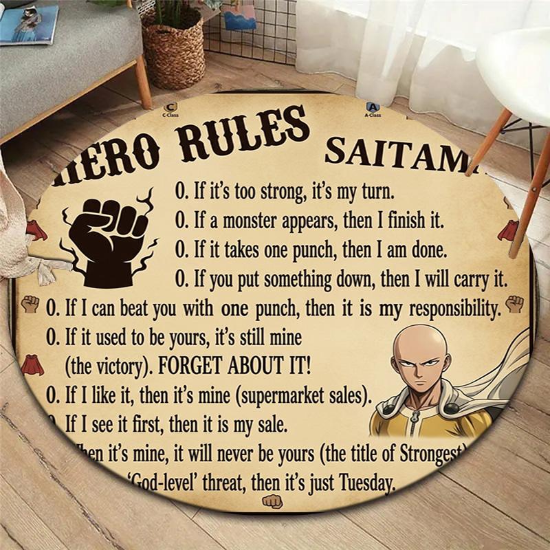 Onepunch Man Round Area Rug Carpet Rug For Living Room Bedroom Sofa Playroom Decor Nonslip Floor Mat