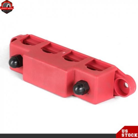 5/16" Red 4 Post Busbar Bus Bar Power Distribution Block 12V 250A With Cover