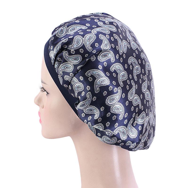New Amoeba Satin Round Cap Elastic Wide Brim Night Cap Shower Cap Beauty Salon Cap