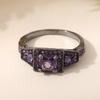 Huajie 2Pcs/set Purple Square Zirconia Retro Shining Women's Rings Full Paved Gothic Style Party Gift  Trend