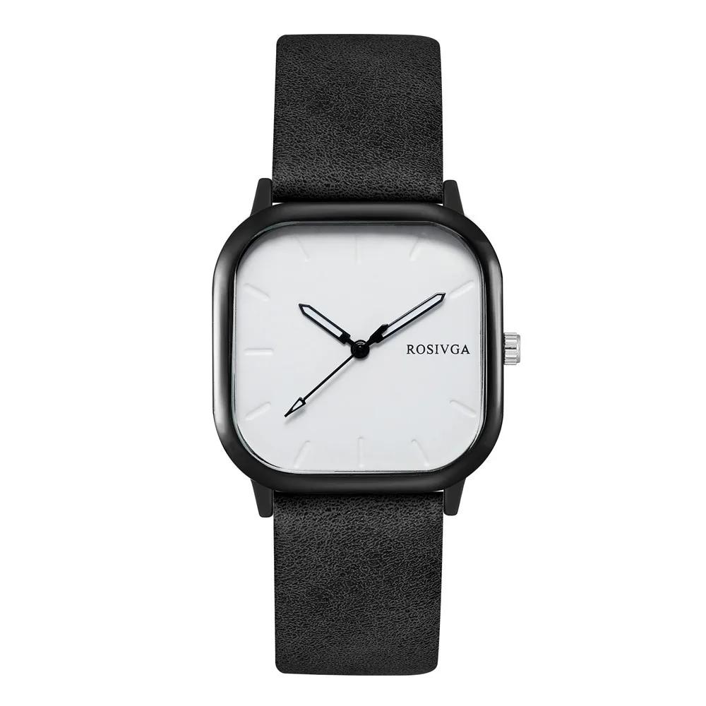 Fashion Watch Simple Square Dial PU Leather Quartz Men Business Watch Wristwatch for Men Clock for Women Montre Homme