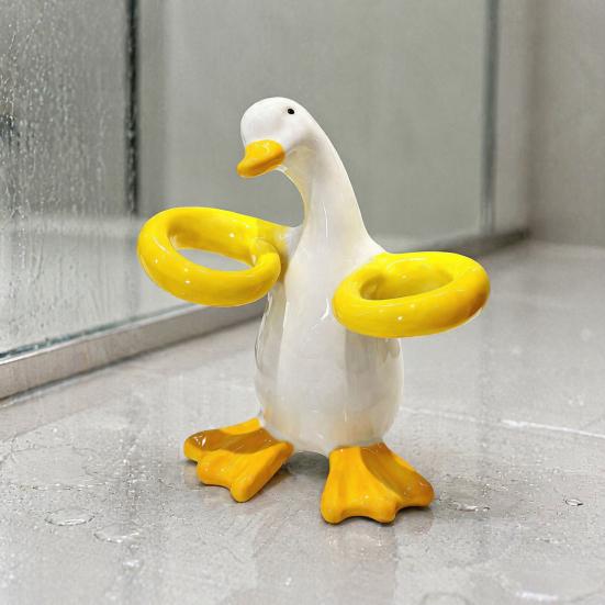 Electric Toothbrush Holder Duck Shape Holder, Ceramic Stand, Sturdy Toothpaste Cute Bathroom Countertop Organizer, for Bathrooms Durable Organizer