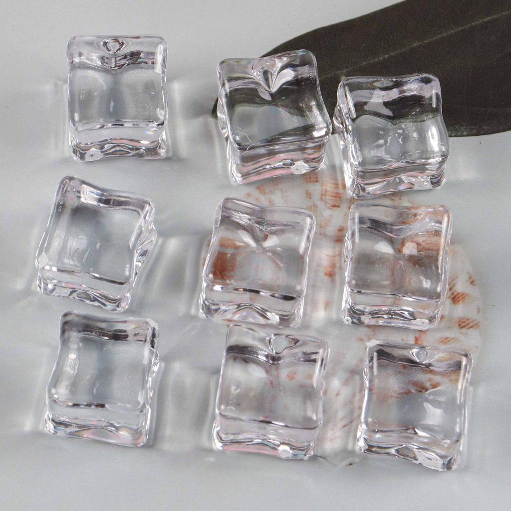 Trendy Simulation Transparent Colored Ice Cube Phone Case Keychain with Crushed Ice DIY Micro Landscape Decor