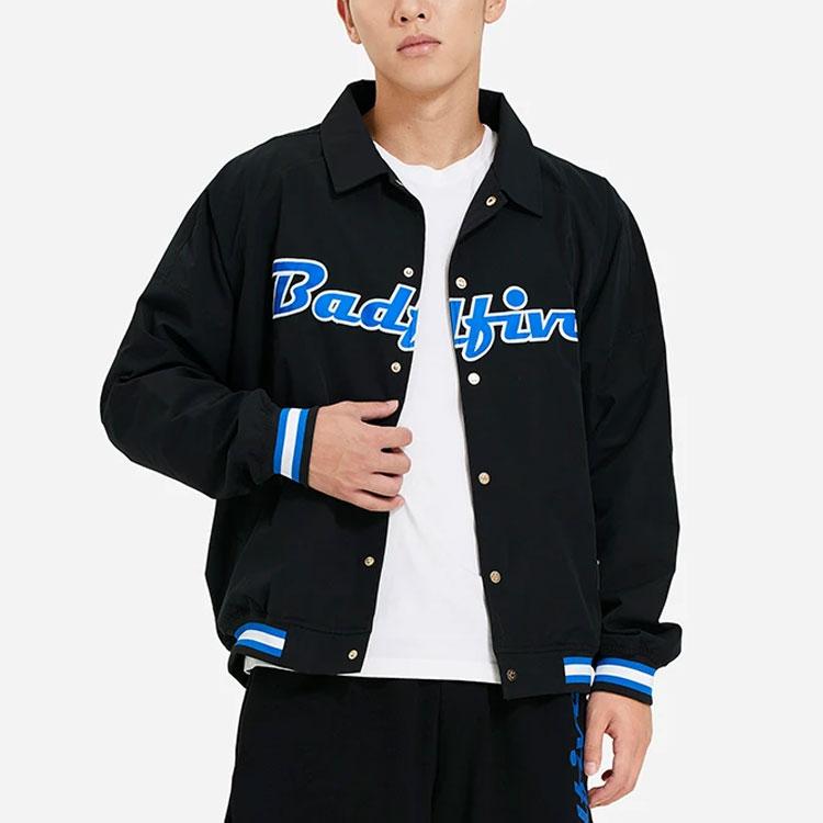 Li-Ning Badfive Striped Letter Print Single-Breasted Jacket Men Jacket Black AFDSC51-2