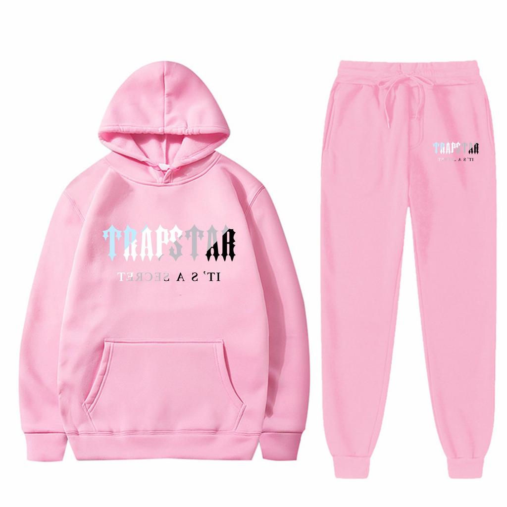 Herren- und Damen-Plüsch-Langarmhose Lockerer Kapuzenpullover Bestickt Bedrucktes Kapuzenpullover-Set