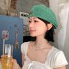 Breathable Hollowed Out Beret Hat Vintage Crochet Knitted Cap Elegant Weave Hat  Women