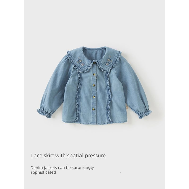 David Bella Girls' Pure Cotton Shirt 2026 New Spring Collection Children's Denim Top Stylish Baby Shirt Children's Clothing