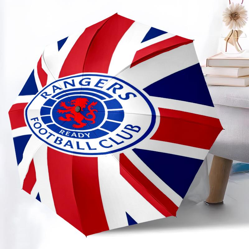 1pc Sturdy 8-Bone Auto Umbrella, Rangers FC Umbrella, Digital Printed, Foldable Umbrella for On-the-Go Outdoor Use