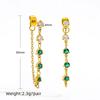 Fenny 18K Gold-plated No Fade Fashion Clear&Green Zirconia Tassel Chain Hoop Earring Trend for Women Ladies Jewelry