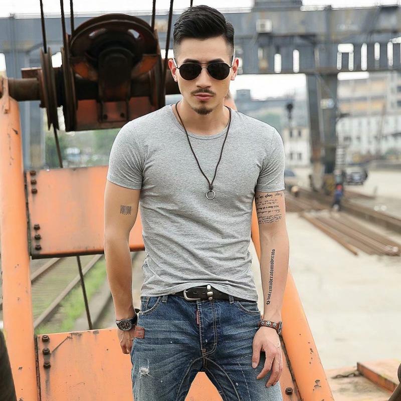 Men's Crew Neck T-Shirts, Summer Classic Tees, Short Sleeve Muscle Shirt Base Fitness Tee Tops