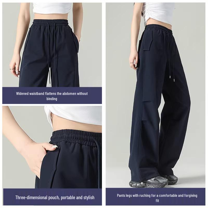 Damen 2025 Sommer Marineblau Weitbeinige Fallschirm-Cargohose