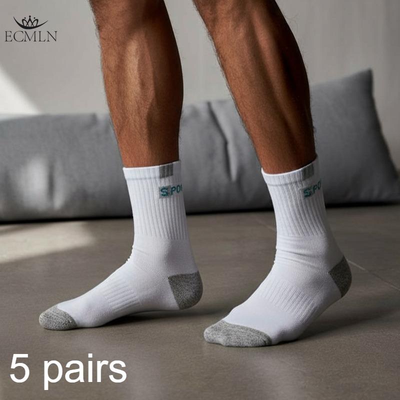 5 PAR Herre Business Sportssokker Herresokker Pustende Luktkontroll Bomullssokker for Høst/Vinter