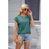 Spring Summer New Women's Loose Crew Neck Short Sleeve T-Shirt With Pocket Drop Shoulder Top Casual Tee For Crossborder Trade