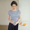 Simpeulleteulo Sr_Wavy Collar Striped Top_2Color