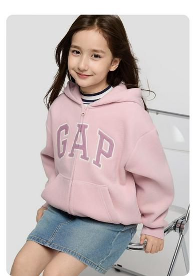 Gap Girls' Embroidered Fleece Hooded Sweatshirt Jacket
