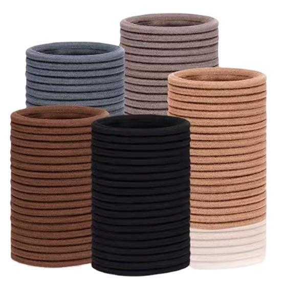 Black Extra Thick High Elastic Hair Scrunchie - Durable, No Damage Women's Ponytail Band