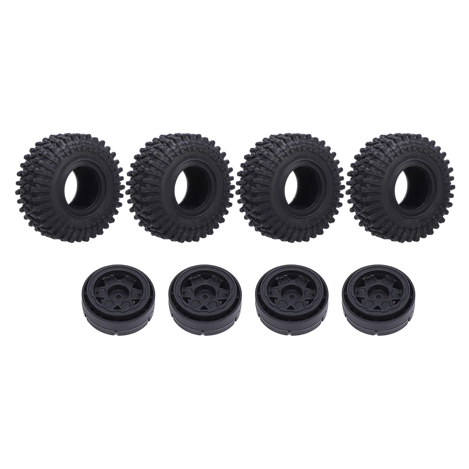 

RC Car Tires Enhanced Stability Abrasion Proof RC Plastic Tyre Set with Wheel Hub for Axial SCX24