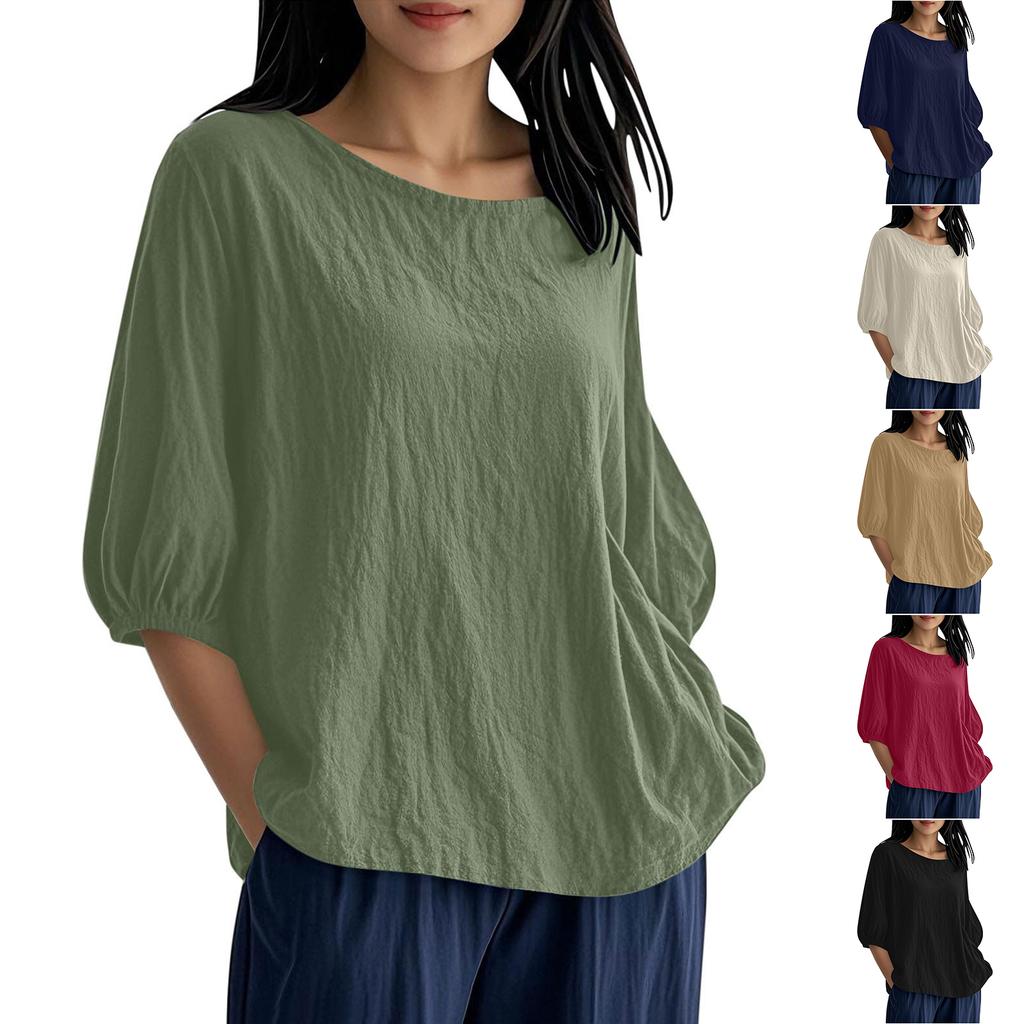 Damenmode Lässiges Rundhals-Kurzarm-T-Shirt Lässiges Oberteil