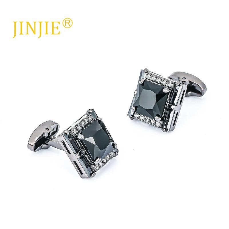Electroplated Gold Gun Black Square Zircon Cufflinks High-end Men s Shirts CS-0038