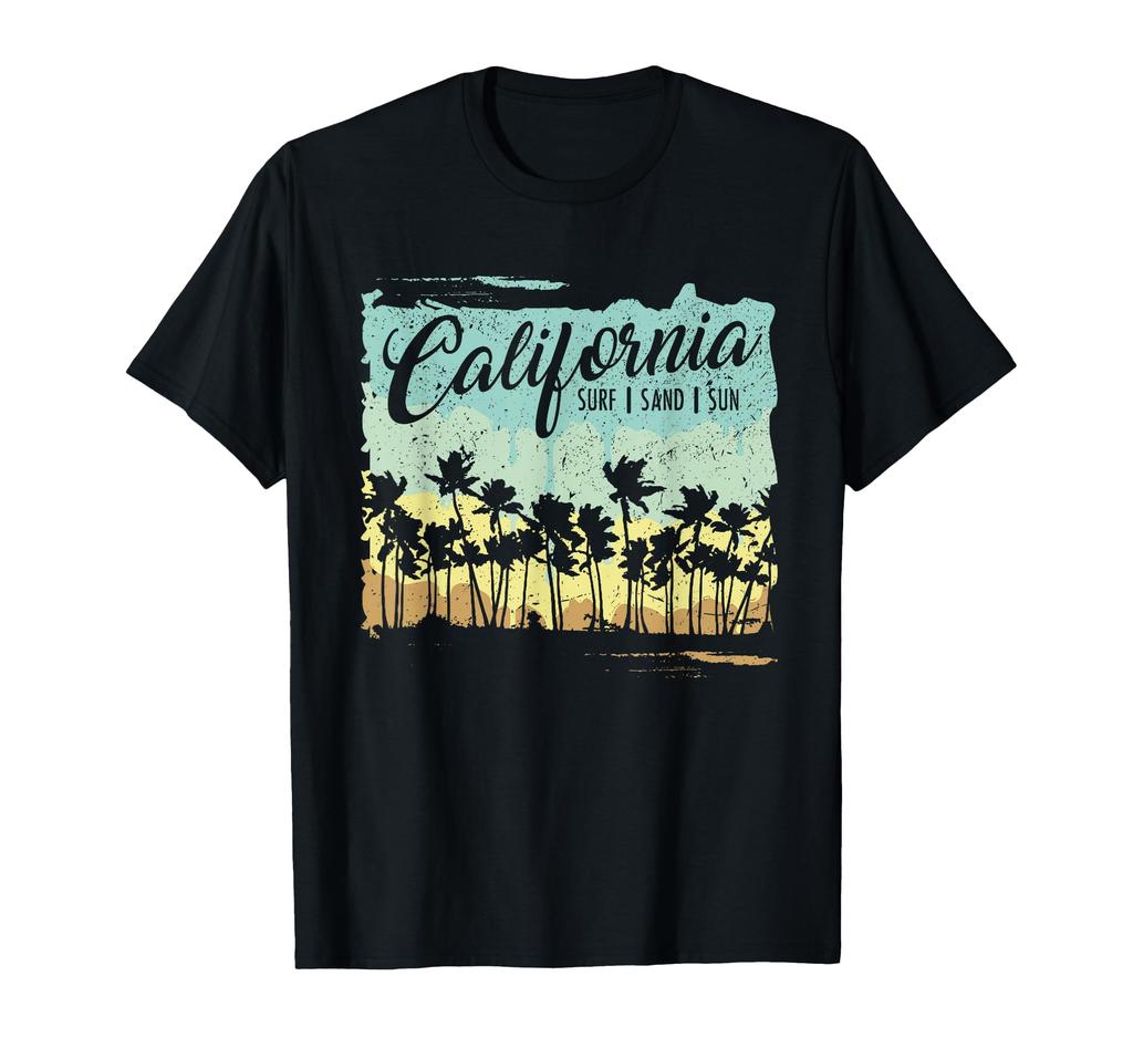 Retro Palm Trees California Printed TShirt Men Women Summer Fashion Cotton Roundneck Shortsleeved Top Graphic TShirts