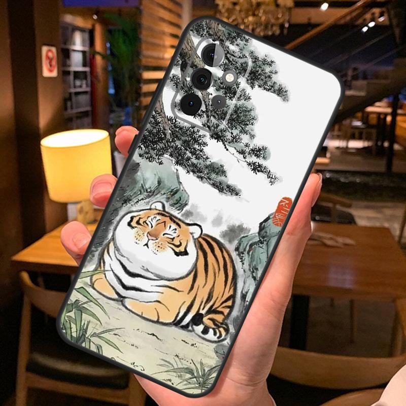 Cartoon Fat Tiger Case For Samsung Galaxy A54 A34 A14 A52 A32 A12 A13 A33 A53 A15 A16 A36 A56 A26 A06 A35 A55