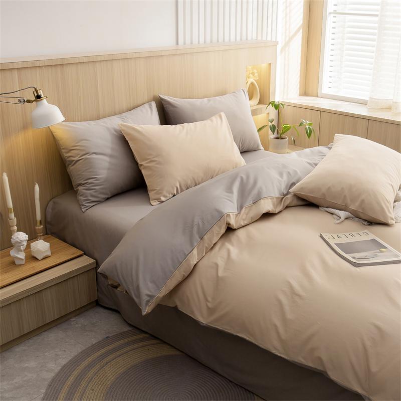 100% Cotton Simple Plain Bedding Set 3Pcs, 1 Duvet Cover with Zipper, 2 Pillow Cases,Easy Care,1 and 2 People Bed Sizes