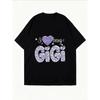 White Oversized T Shirt With Love Being Gigi Purple Leopard Print And Heart Design For Casual Wear And Gift