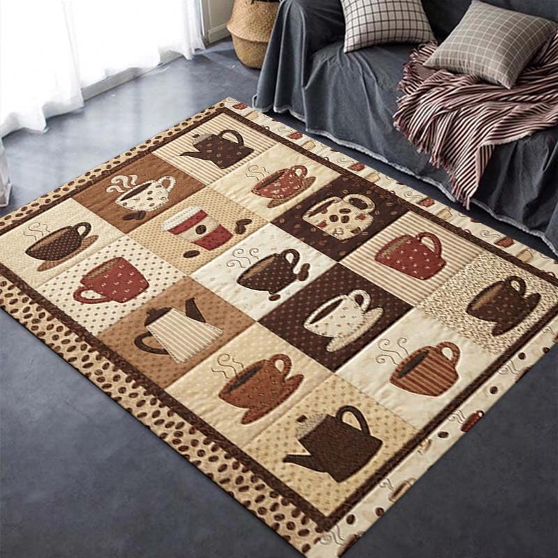 2025 New Coffee&Carnations Carpet Rug for Living Room Bedroom Home Sofa Decoration,Kids Play Non-slip Floor Mat11