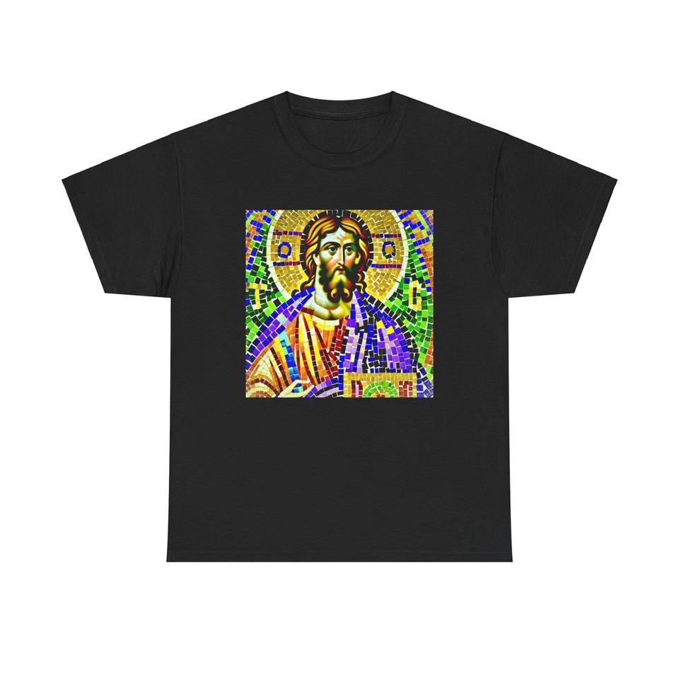 Unisex Adult T Shirt Mosaic Art Christian Jesus Christ Bible Religious Graphic M