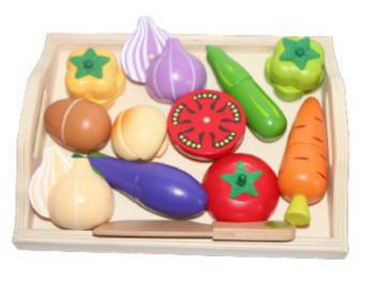 Wooden Pretend Play Kitchen Set: Children's Fruit and Vegetable Cutting Toy