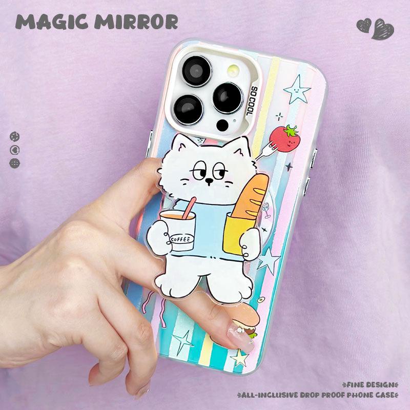 Magnetyczne etui Zhitai na iPhone'a od 12 do 16 Pro/Pro Max z matowym laserowym wykończeniem i podstawką