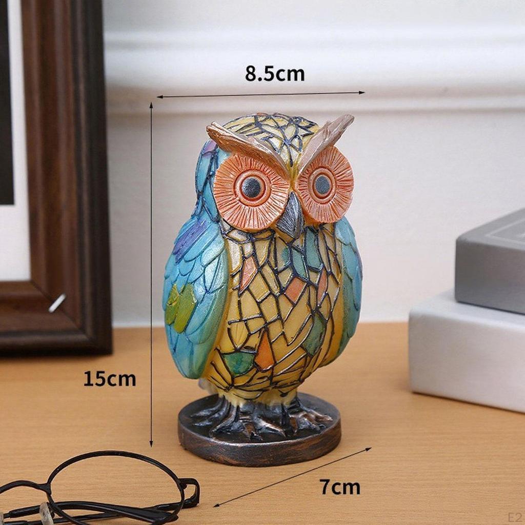 Resin Owl Shaped Night Light Bedside Reading Lamp Lightweight Unique Home Decoration Hand Painted