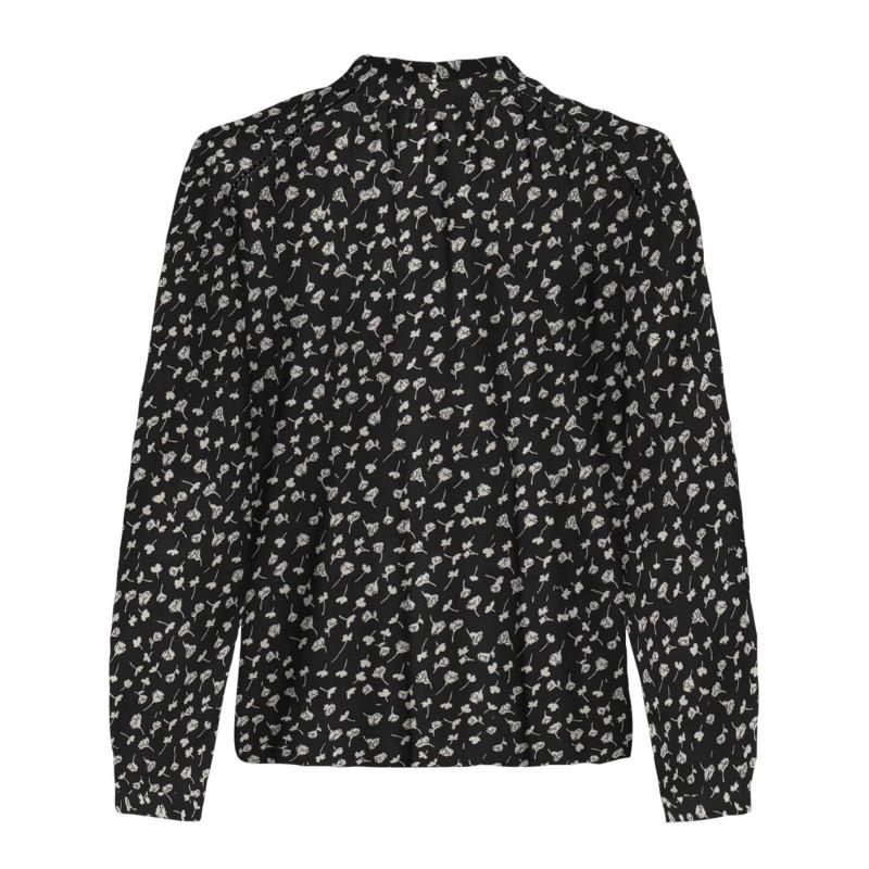 

ТОЛЬКО для женщин Топ с длинными рукавами, высоким воротником, принтом и кружевными деталями