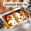 Forest Nature Theme Crystal Velvet Rug Personalized Custom Name Text Soft Floor Mat Home Decor