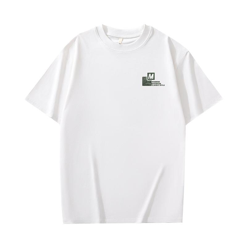 Cotton Short Sleeved T-shirt Men's Summer Trendy Printed Round Neck Shirt Loose Trendy Breathable T-shirts