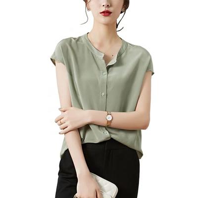 Short Sleeve Chiffon Large No Wrinkle Cool [Ailiyumo] Women's Shirt, Blouse, Office, Summer, Blouse, Size, Plain, Iron, Resistant, Feeling, Slimming,