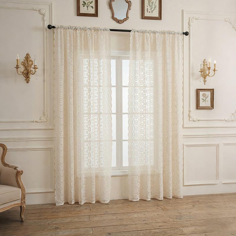 Simple Light Luxury Perforated Curtain Products Bedroom Bay Window Door Curtain Screen Curtain Bedroom Kitchen French Curtain Polyester
