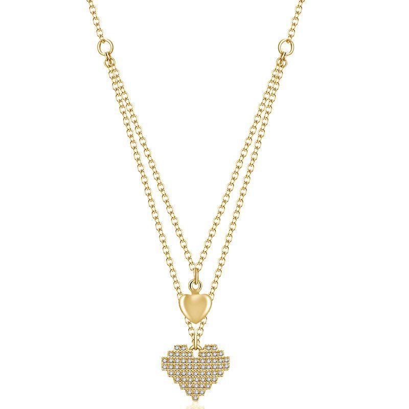 

Trendy Titanium Steel Heart Pendant Necklace Modern Dual Heart Clavicle Chain Accessory золотой