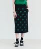 Metapeo Met Ribbon Print Elastic Waist Long Skirt Navy & Green