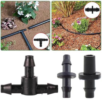 50 Pcs Barbed Hose Connectors Drip Irrigation 1/4" Universal Fittings 3-Way Coupling T Connectors for 4/7 Water Tube Garden Lawn Flower Pot