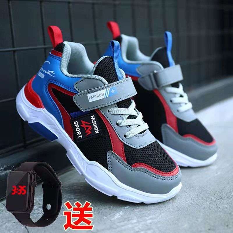 Boys' Shoes 2025 Summer New Middle and Older Children's Breathable Mesh Children's Single Mesh Students Lightweight Soft-soled Sports Shoes