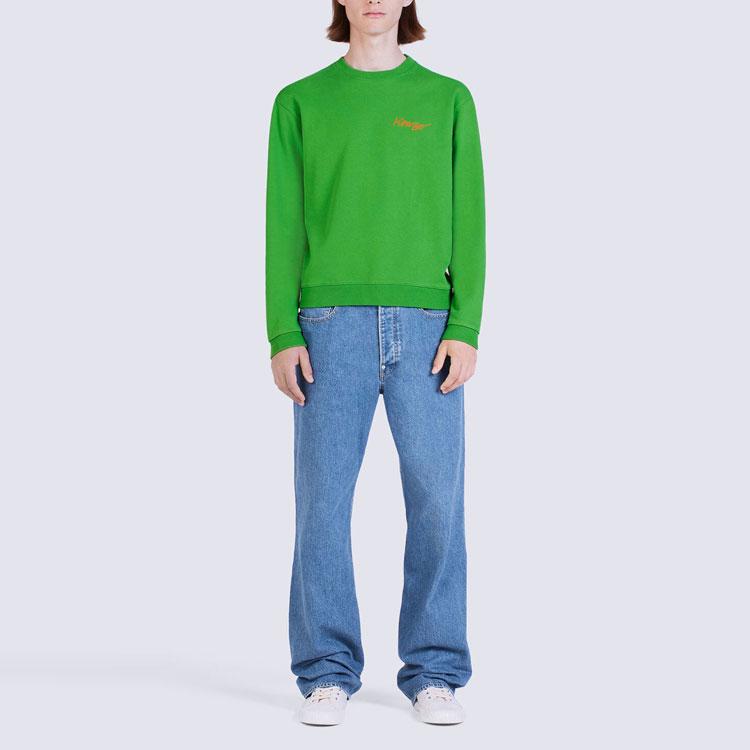 KENZO Poppy Flower Series Sweatshirts Men's Green Crew Neck Moderate Other FC65SW4254MF-57