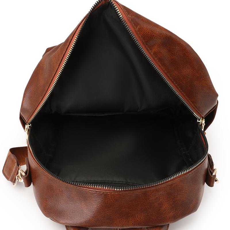 Women's Large Capacity Backpack Soft Leather Student Schoolbag Travel Backpack Multifunctional Shoulder Bag