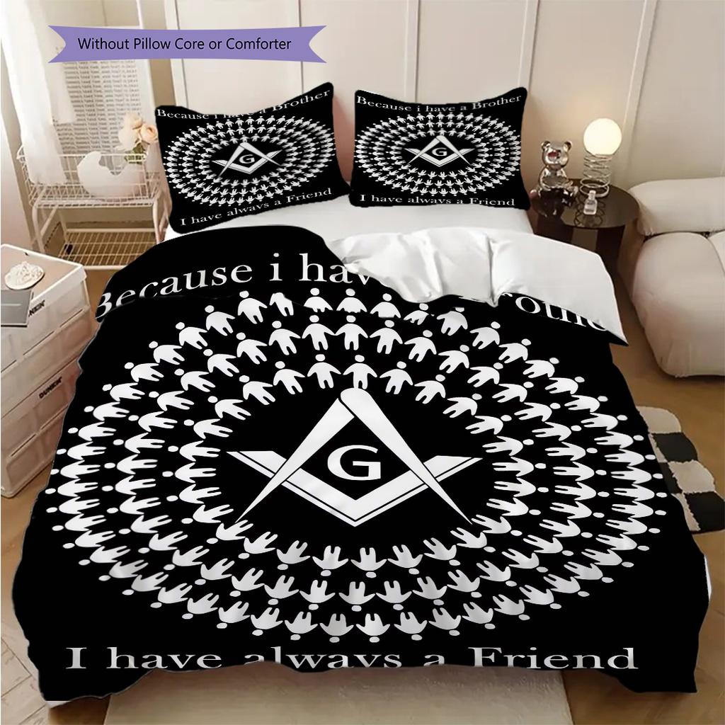 Shining All-Seeing Eye Freemason Bedding, Duvet Cover, Pillowcase, Home Decoration, Birthday Gift (1 * Duvet Cover+2 * Pillowcase, Coreless)
