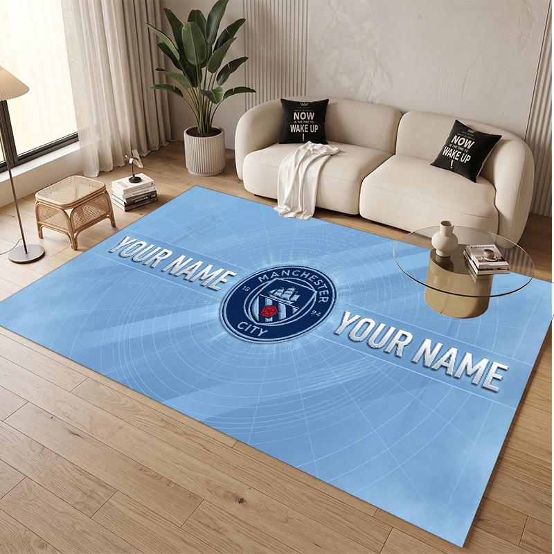 Personalized Crystal Velvet Carpet Manchester City Pattern Non Slip Floor Rug
