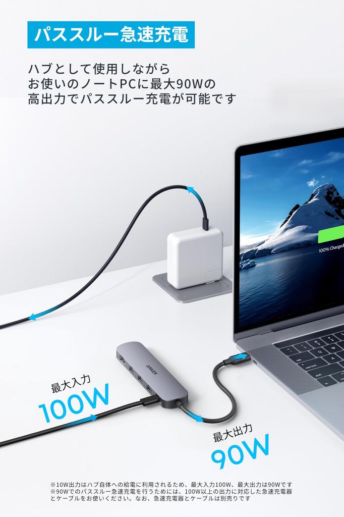 Anker Hub Gray 100W USB PD Compatible 4K HDMI Port 5Gbps High Speed Data Transfer Equipped with Port USB-C (5-in-1, 4K, HDMI) USB-C/USB-A