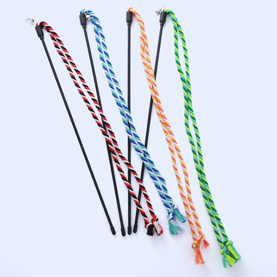 Yousheng Cat Tease Stick Toy Bite-Resistant with Bell Kitten Playing Interactive Teaser Wand Toys Handwoven Cotton Rope Pet Accessories