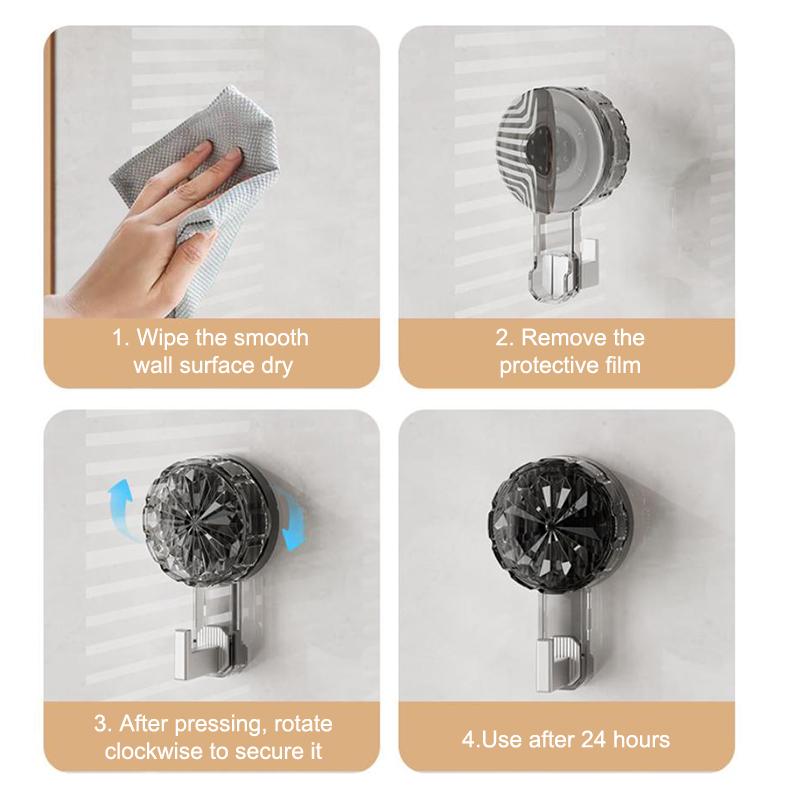 3pcs Removable Swivel Strong Suction Cup Hook Water And Moisture Resistant Suitable For Kitchen Bathroom