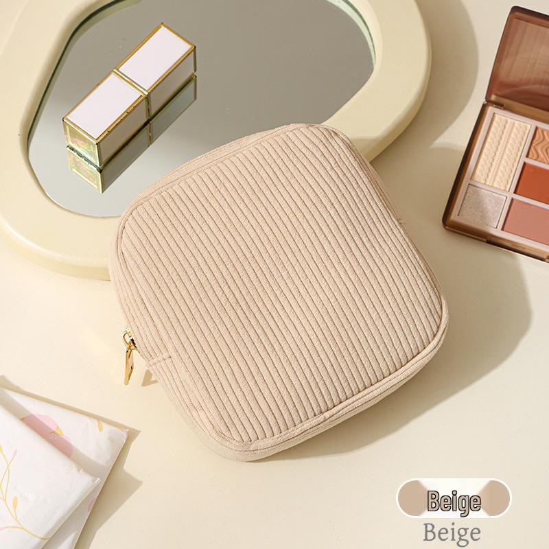 

New Corduroy Colorblock Drawstring Cosmetic and Mini Storage Bag