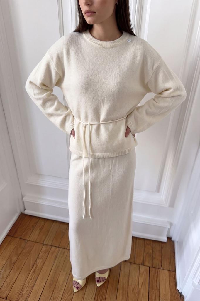 2026 New Women's Fall Winter Sweater Skirt Set Loose Lazy Style Long Sleeve Tie Knit Casual 2 Piece Outfit